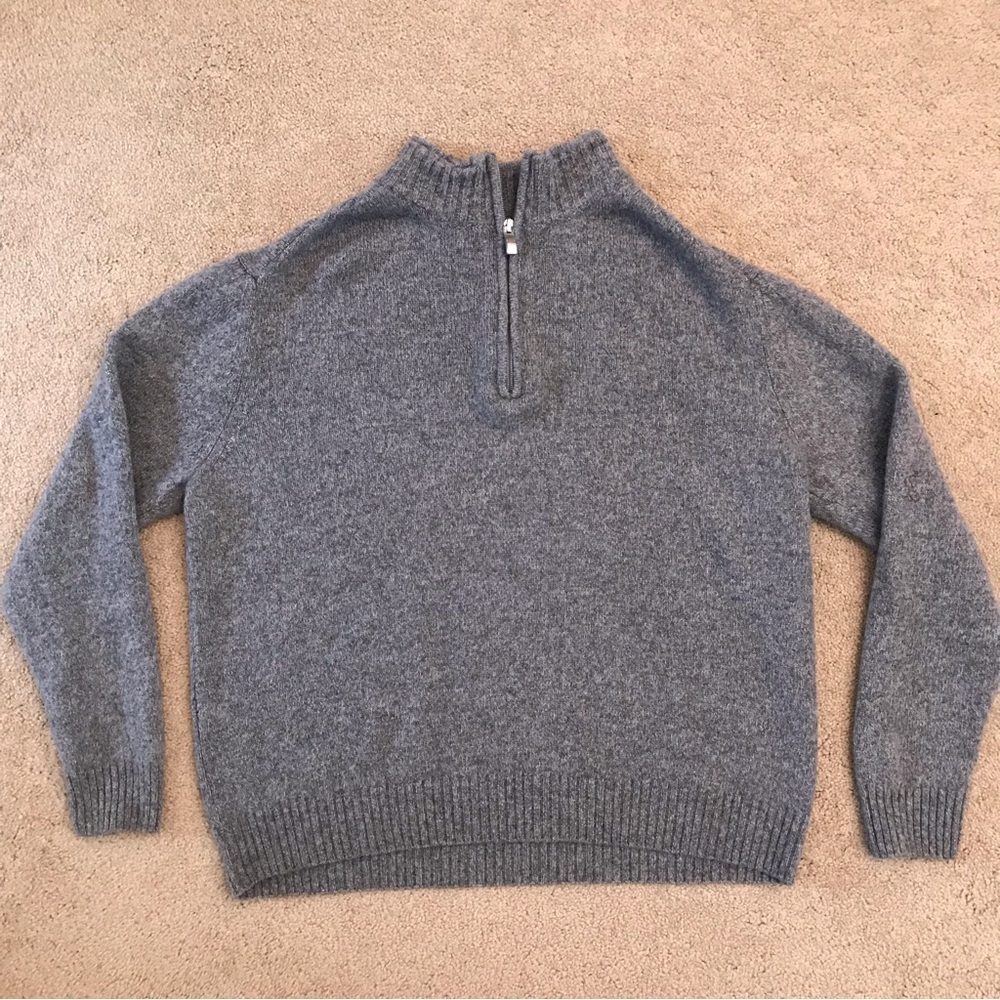 Gray Quarter Zip Wool Sweater